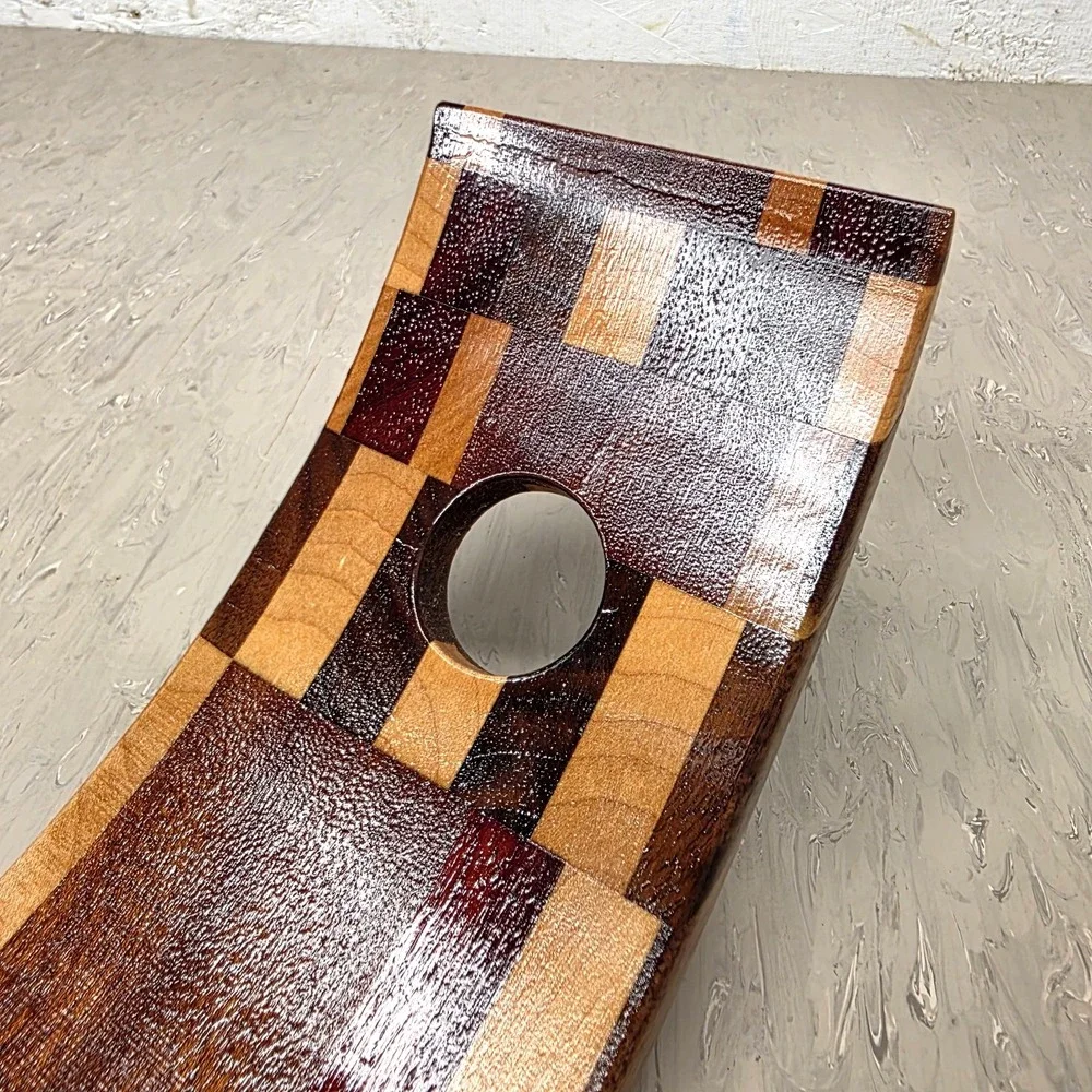 Handcrafted Wooden Balancing Wine Bottle Holder Caddy Inlay Hardwood Stand 12
